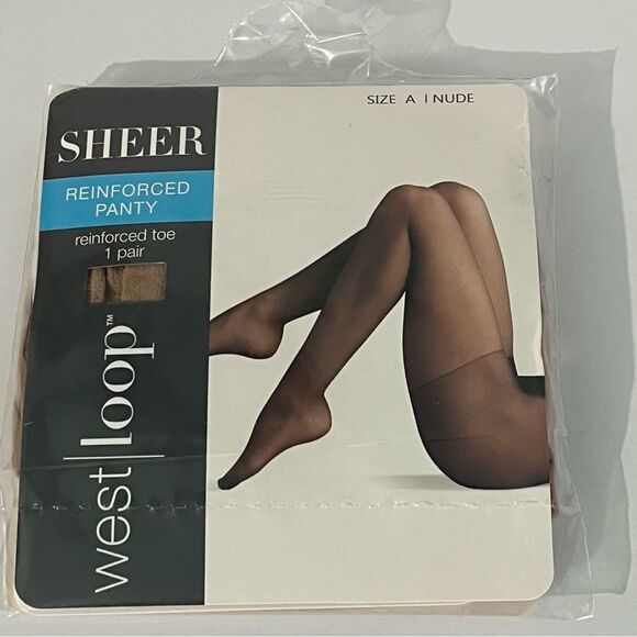 West Loop Sheer Pantyhose 1 Pair Reinforced Toe Classic Nylon Size A Nude - Picture 1 of 2